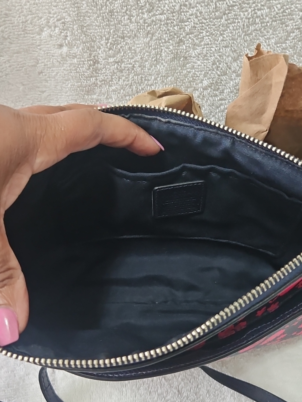 Coach Midnight Blue / Pink Floral Crossbody - Picture 6 of 7